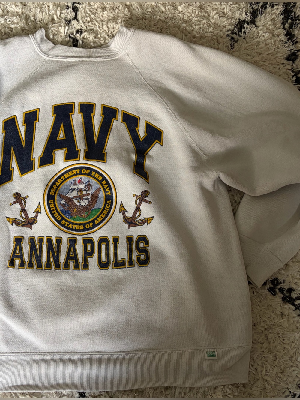 NAVY Vintage Annapolis White Crewneck Sweatshirt